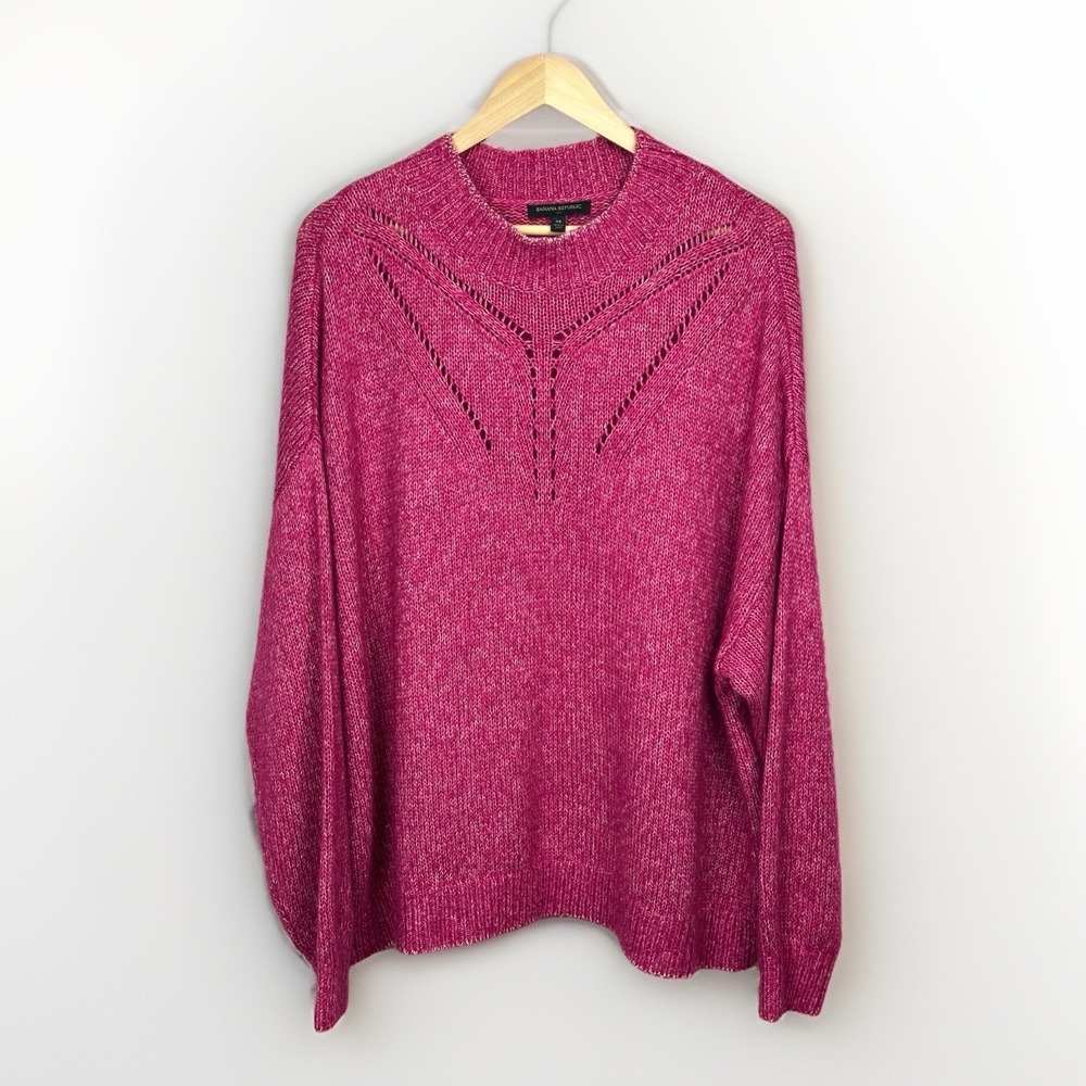 Banana Republic Pink Relaxed Fit Sweater Women's XL Mock Neck Long Sleeve